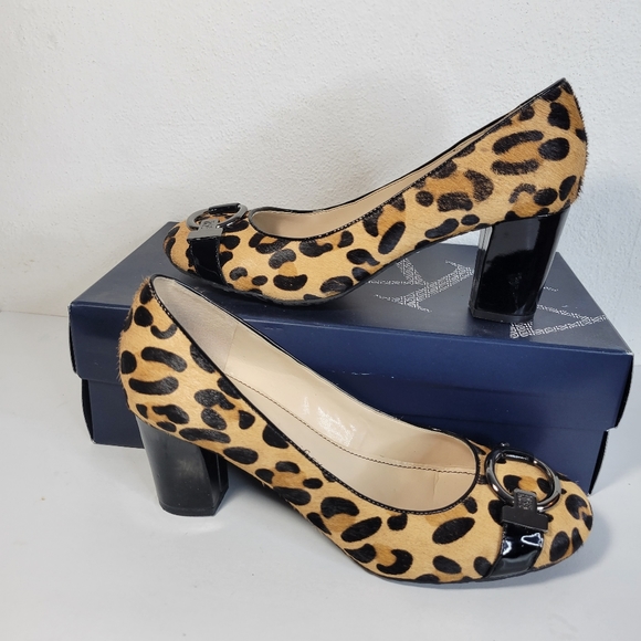 Womans Anne Klein iFlex Leopard Print Cow Fur 2.5Inch Pumps Size 7Med - Picture 9 of 16